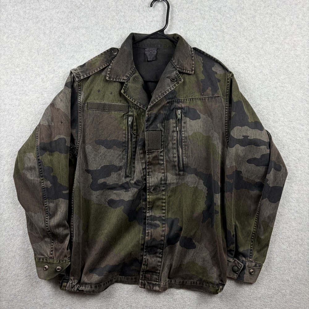 French Army F2 Field Jacket Mens Medium Green Camo CCE Faded Military Chore VTG
